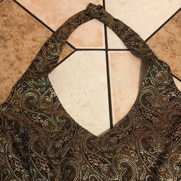 Vintage xscape by Lawrence Kurtz gold halter top size 10 made in USA small - Picture 4 of 12
